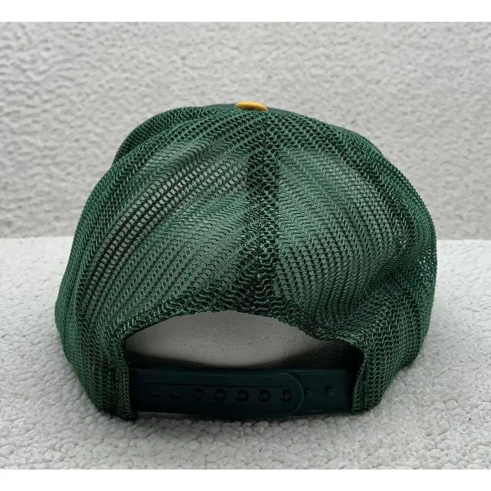 VTG Twins Oakland Athletics Trucker Hat Mens Snapback Green Yellow A's Logo MLB‎ - Picture 4 of 8